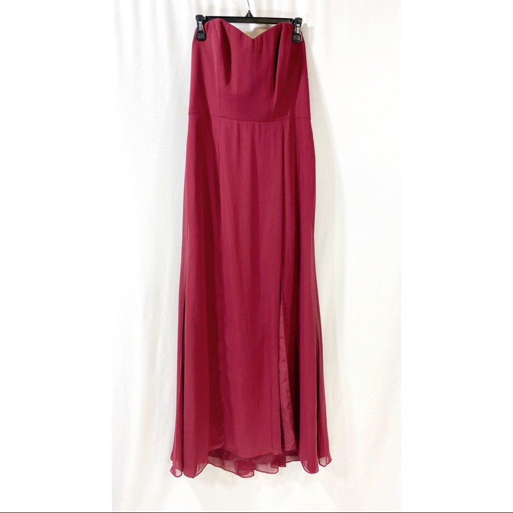 After six chiffon strapless gown
